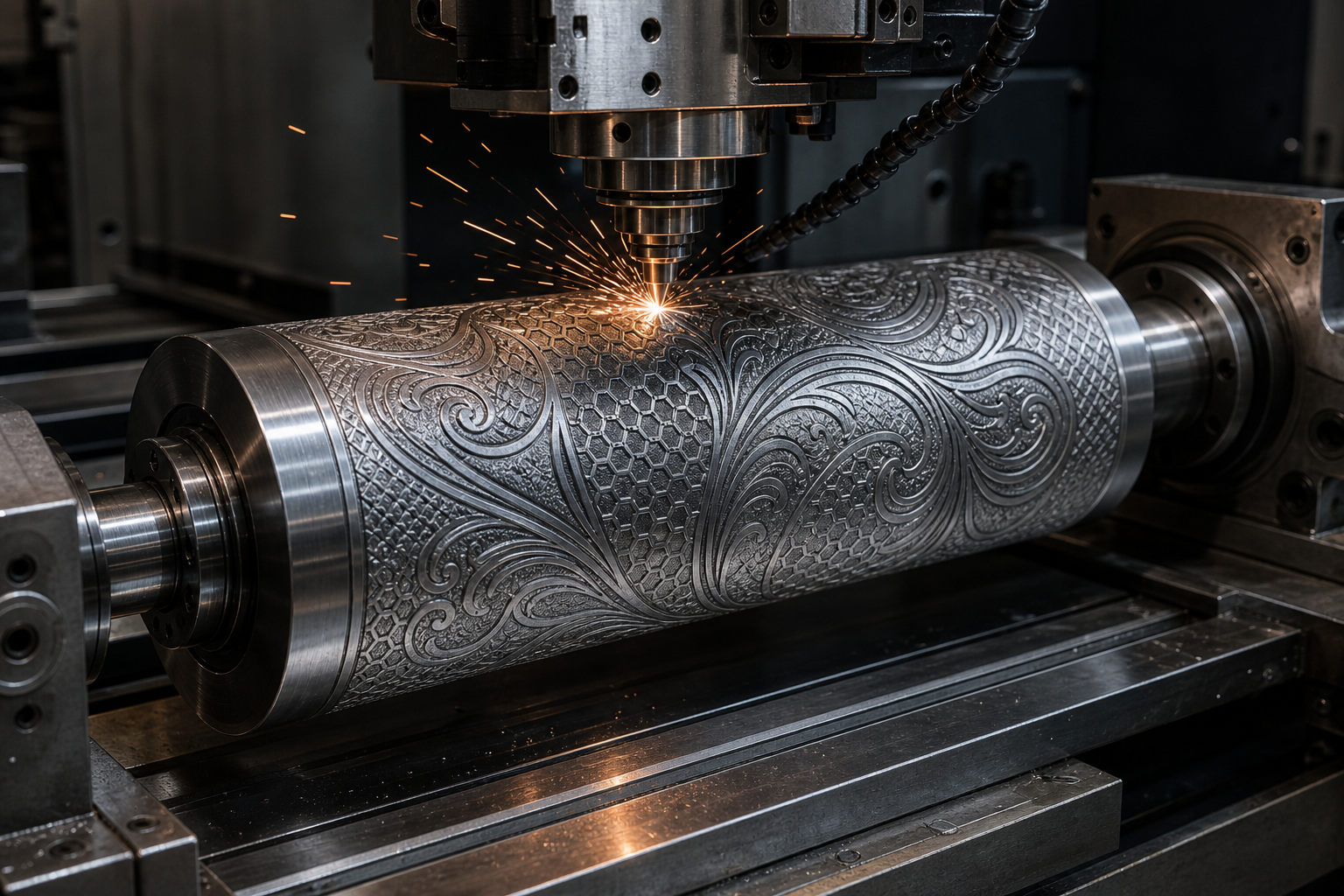 CNC engraved embossing roll pattern