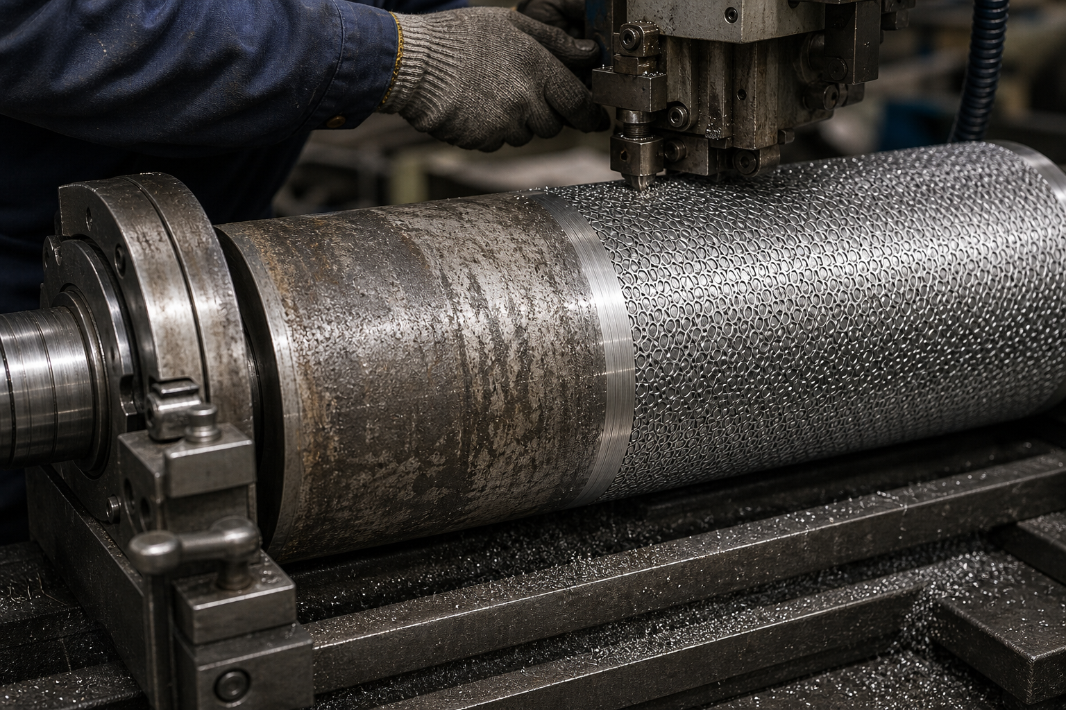 Repairing and re-engraving a worn embossing roll
